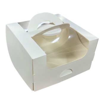 Коробка для бенто торта БЕЛАЯ 14*14*8 с ручками