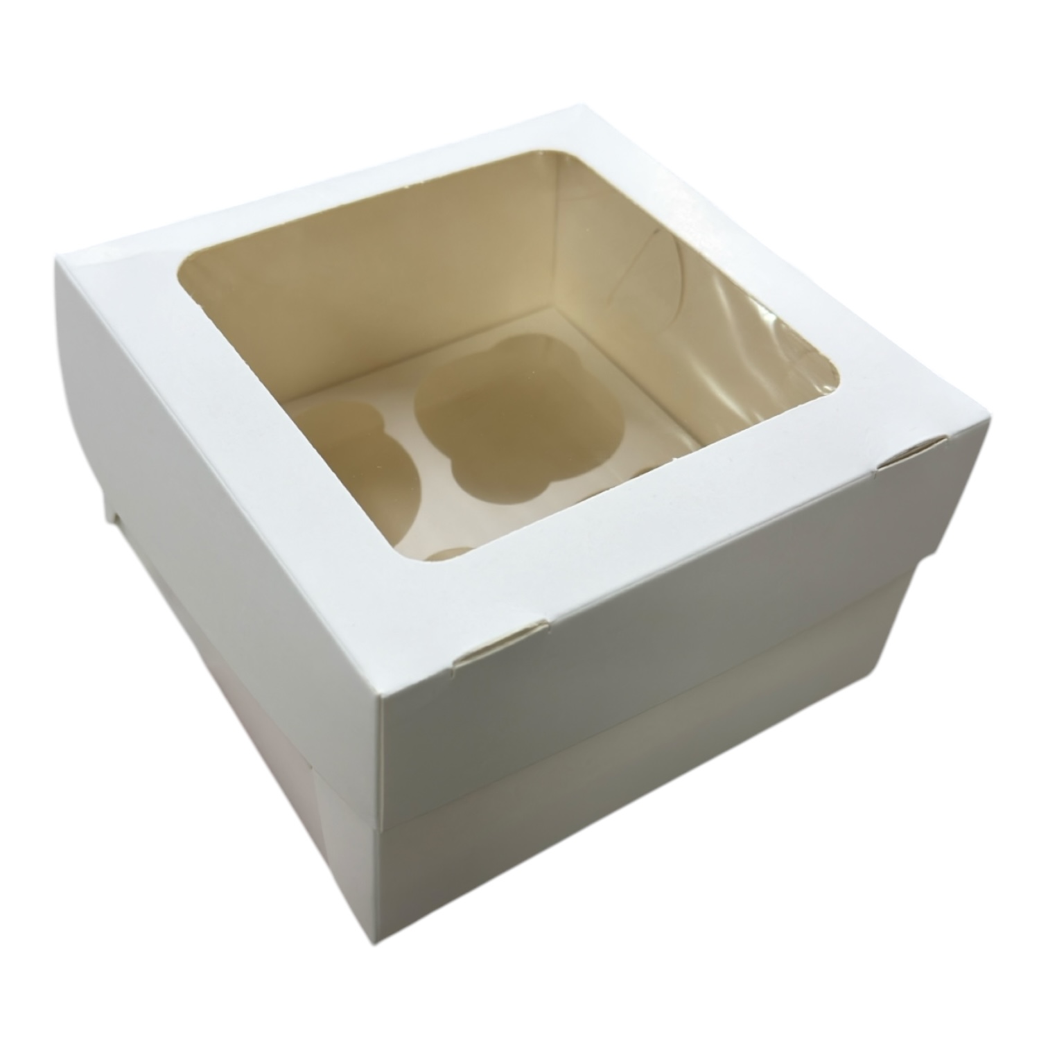 Коробка для капкейков БЕЛАЯ С ОКНОМ на 4шт