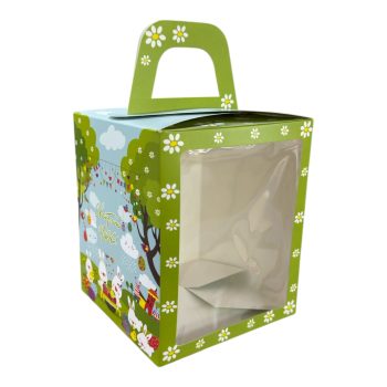 Коробка для кулича с окном Кролики 15*15*18см