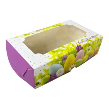 Коробка под зефир 25*15*7 ПАСХА с окном
