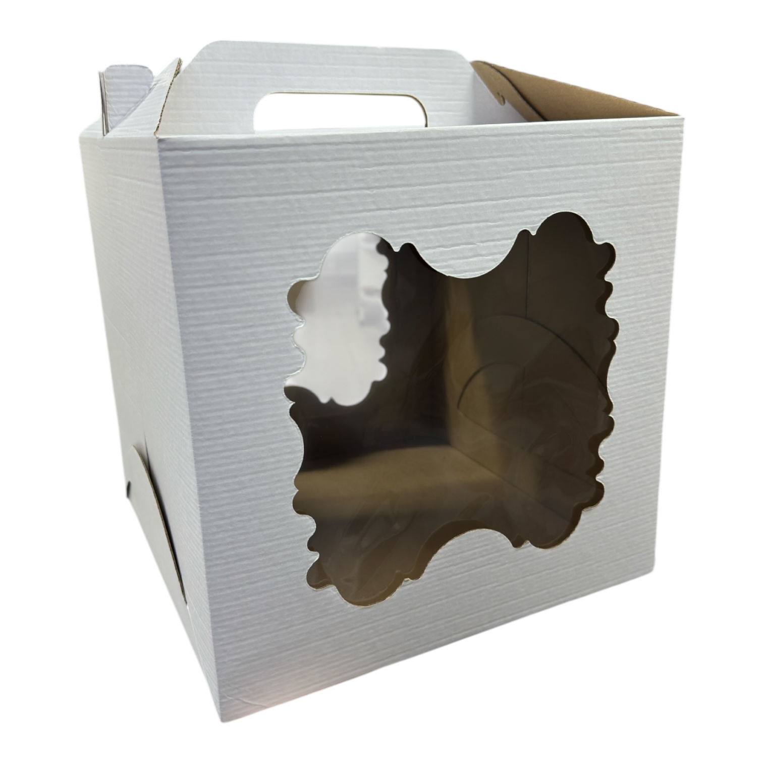 Тортница 30*30*30 с РУЧКАМИ и ОКНАМИ БЕЛАЯ