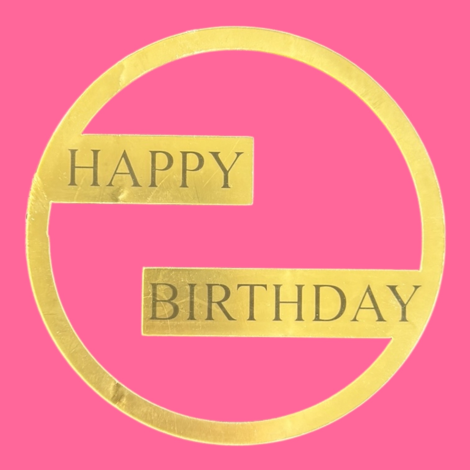 Топпер боковой "Happy Birthday" золотой круглый