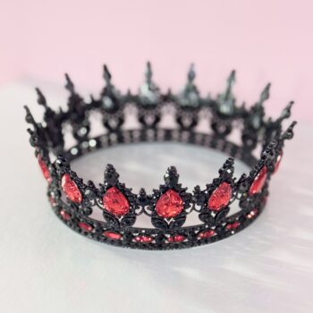 Декор Корона металл Черная/Стразы + красный d14 h5,5