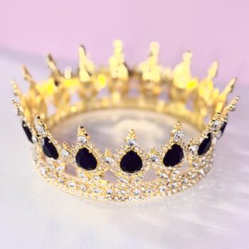 Декор Корона металл Золото/Стразы+ черный d14 h5,5