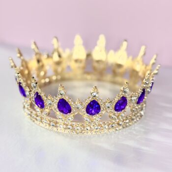 Декор Корона металл Золото/Стразы + фиолетовый d14 h5,5