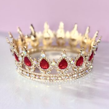 Декор Корона металл Золото/Стразы хамелеон+красные d14 h5,5