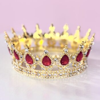 Декор Корона металл Золото/Стразы +красный d14 h5,5