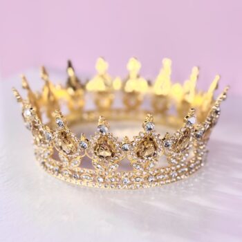 Декор Корона металл Золото/Стразы +желтый d14 h5,5