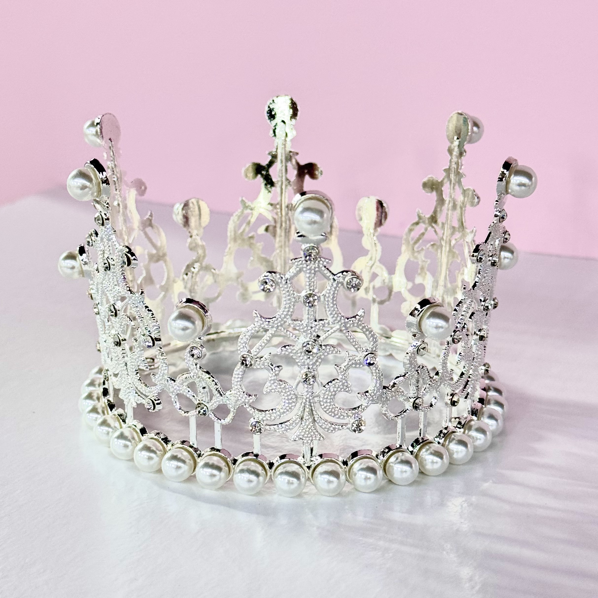 Декор Корона с жемчугом Серебро металл d10 h8