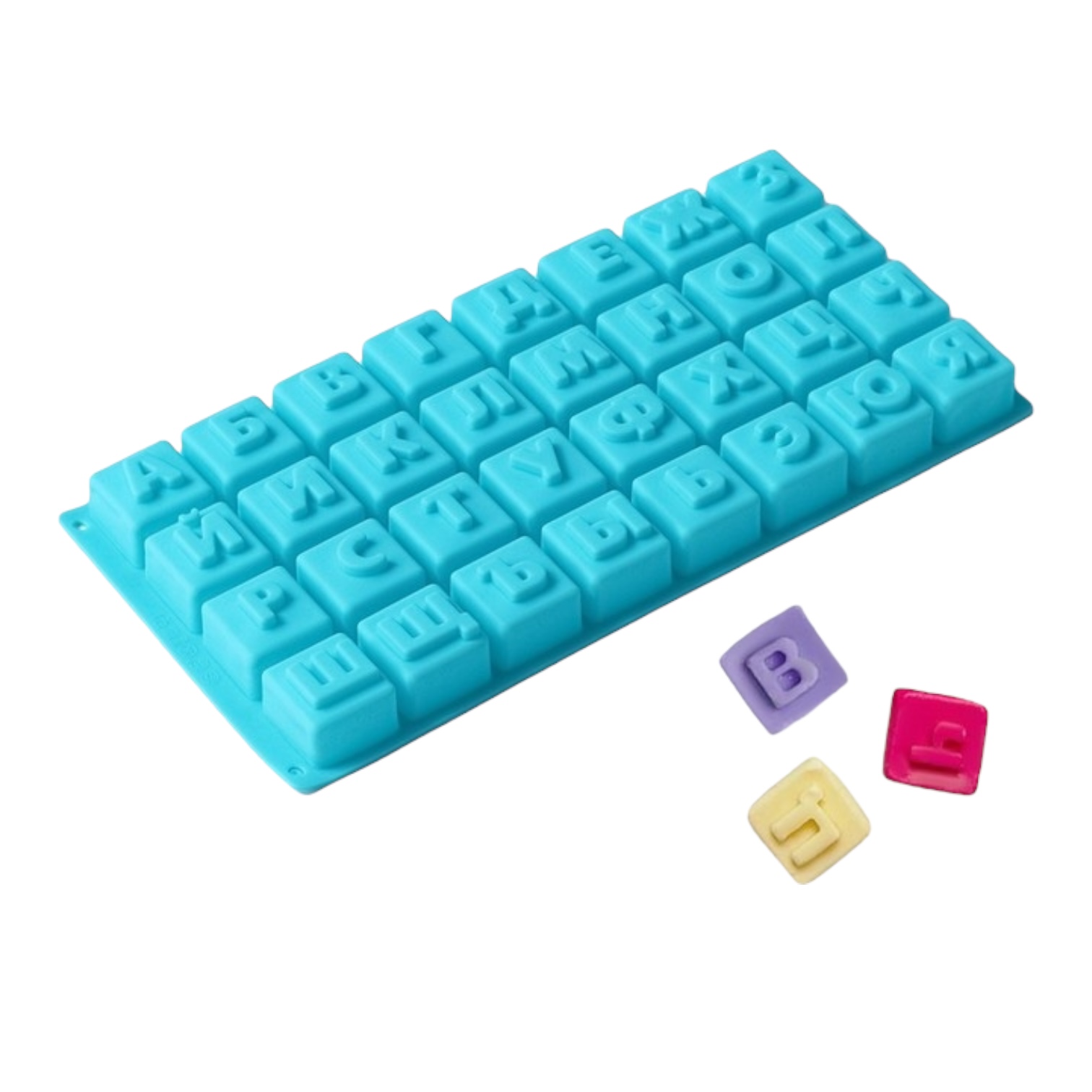 Форма силиконовая "Кубики Алфавит" (3,7*3,7*3см)