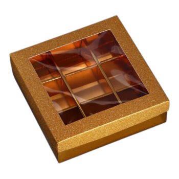 Коробка на 9 конфет Золото 12,5*12,5*4