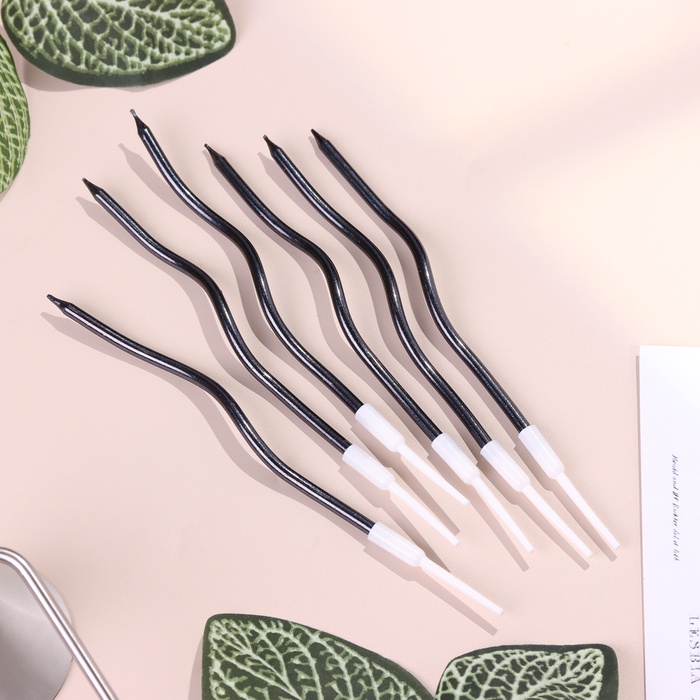 Набор свечей для торта "Волна", черные, 6 шт