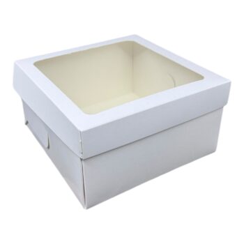 Коробка 20*20*11 Белая с окном, хром-эрзац