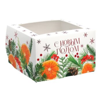 Коробка для капкейков "С новым годом" на 4шт, 16*16*10