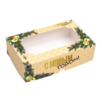 Коробка с окном «Счастливого Нового года», 25×15×7 см