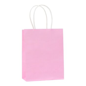 Пакет крафт розовый, круглая ручка, 15×12×6 см
