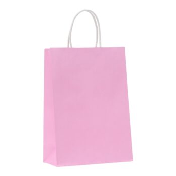 Пакет крафт розовый, круглая ручка, 18×8×25 см