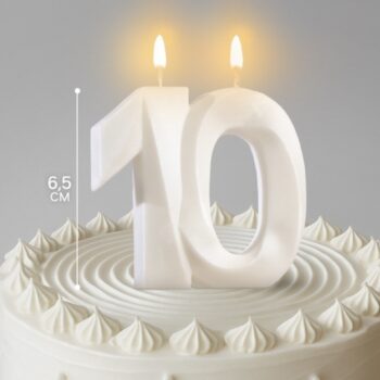 Свеча грань "10" грань Жемчуг, 6.5см
