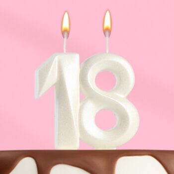 Свеча грань "18" грань ЖЕМЧУГ, 7.5см