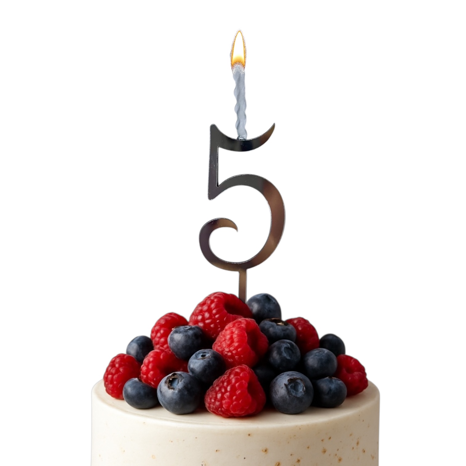 Топпер-свеча новая "Цифра 5" серебро