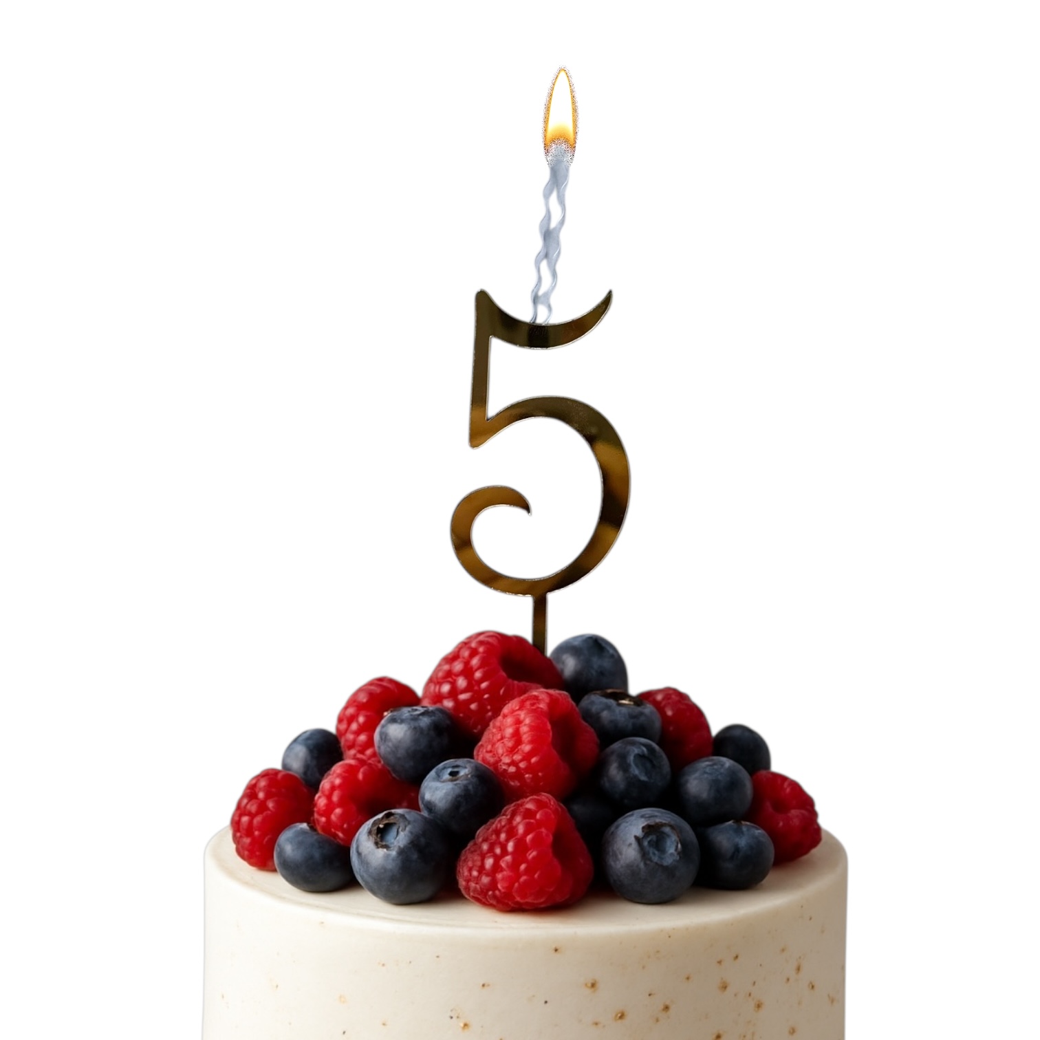 Топпер-свеча новая "Цифра 5" золото