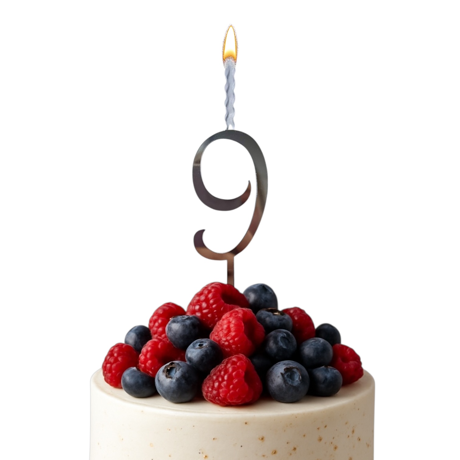 Топпер-свеча новая "Цифра 9" серебро