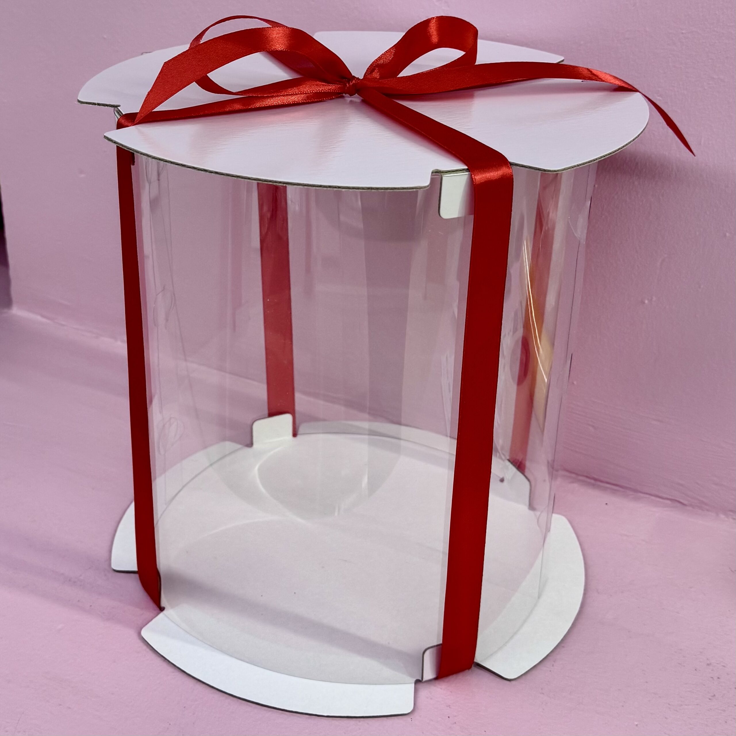 Тортница ТУБУС d25 h28 прозрачная (БЕЛАЯ)