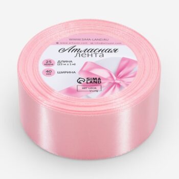 Лента атласная 40мм, 23м цвет нежно-розовый